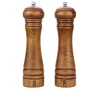 Gulex® Wood Pepper Grinder Pepper Mill,Adjustable Coarseness 8 Inch Wooden Peppermill, Ceramic Grinding Mechanism Salt Mill Refillable (2 pack)
