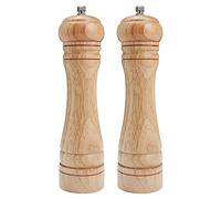 Gulex® Wood Pepper Grinder Pepper Mill,Adjustable Coarseness 8 Inch Wooden Peppermill, Ceramic Grinding Mechanism Salt Mill Refillable (2 pacl light)