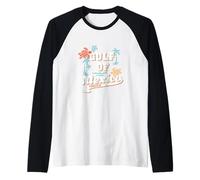 Gulf of Mexico Palm Trees Sea Turtles Retro Beach Graphic Raglan Baseball Tee