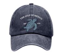 Gulf of Mexico Sea Turtle Hat, Stay Salty and Resist Baseball Cap for Men Women, Gulf of Mexico 1550 Classic Vintage Adjustable Lightweight Trucker Hat Navy One Size