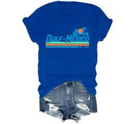 Gulf of Mexico Shirt, Coastal Beach Tee, Mexico Gulf Design, Beach Themed Shirt (Royal Blue,M)