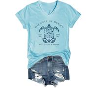 Gulf of Mexico Stay Salty and Resist Shirt, Gulf of Mexico Social Club Shirt, Gulf of Mexico T Shirt V-Neck Carolina Blue