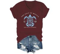 Gulf of Mexico Stay Salty and Resist Shirt, Gulf of Mexico Social Club Shirt, Gulf of Mexico T Shirt V-Neck Claret