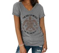 Gulf of Mexico T Shirt V Neck The Gulf of Mexico Resist Turtle Graphic Shirt Grey