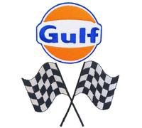 Gulf Oil Gasoline Vintage with Final Lap Flag Motorsport Biker Rider Clothes Decoration Fun Jeans Jacket Clothing Badge Iron on Sew on Embroidered Patch appliqué