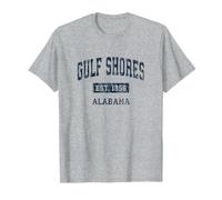 Gulf Shores Alabama AL Vintage Sports Established Navy Desig T-Shirt