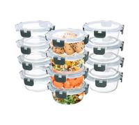 GULFLIN 12 Pack Small Glass Food Storage Containers with Lids Airtight, 13oz Leak-Proof Meal Prep Containers Set, Freezer to Microwave Safe, Dishwasher Safe