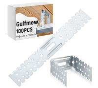 Gulfmew 100pcs Hinge Drylining Brackets Pre-galvanised Drywall Brackets 195mm x 30mm Galvanised Mild Steel Wall Mount Designed for Plasterboard Dry Lining Systems for Wall Ceiling Timber Joint