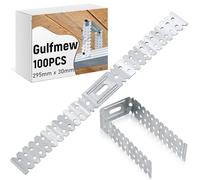 Gulfmew 100pcs Hinge Drylining Brackets Pre-galvanised Drywall Brackets 295mm x 30mm Galvanised Mild Steel Wall Mount Designed for Plasterboard Dry Lining Systems for Wall Ceiling Timber Joint