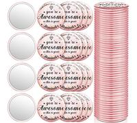 Gulfmew 2.76 Inch 36 Pcs Inspirational Compact Mirror Bulk Gifts for Women Mini Pocket Mirror Small Employee Round Makeup for valentines Galentines Mothers Nurse Quinceanera
