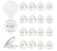 Gulfmew 2.76 Inch Inspirational Compact Mirror Bulk Round Makeup Glass Mirror Personal Purse Pocket Mini Mirror Gifts for Women Girls Coworker Teacher Graduation Friends(White, 18 Pcs)
