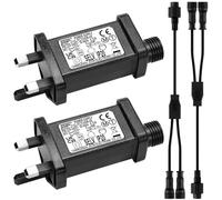 Gulfmew 2 Pcs 31V Replacement Power Supply with 2 Y Shape Spillter Connector LED Controller 8 Modes 8 Hour Timer Power Adaptor for Christmas Fairy Lights Icicle Lights (6 W, 1 Male Divided 2 Female)