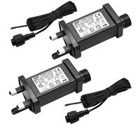 Gulfmew 2 Pcs Power Supply Replacement for Christmas Light with Plug Power Adaptor with Timer Memory 8 Modes and 2 Pcs 9.8 Ft Extension Cable Outdoor for String Light Decoration (Single Head, 31v3.6w)