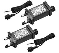 Gulfmew 2 Pcs Power Supply Replacement for Christmas Light with Plug Power Adaptor with Timer Memory 8 Modes and 2 Pcs 9.8 Ft Extension Cable Outdoor for String Light Decoration (Single Head, 24v6w)