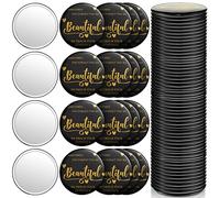 Gulfmew 36 Pcs 2.76 Inch Inspirational Compact Mirror Bulk Gifts for Women Black and Gold Party Favors Mini Pocket Mirror Small Stuffer Items for gift Bags Christmas Coworker Employee Friends
