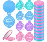 Gulfmew 36 Pcs 2.76 Inch Inspirational Pocket Mini Compact Mirror Bulk Portable Folding Makeup Mirror for Adult Women Party Favors Daily Small Gifts for Travel Thanksgiving Christmas (Mixed Color)