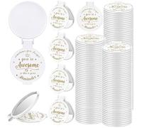 Gulfmew 36 Pcs 2.76 Inch Inspirational Pocket Mini Compact Mirror Bulk Portable Folding Makeup Mirror for Adult Women Party Favors Daily Small Gifts for Travel Thanksgiving Christmas (White)