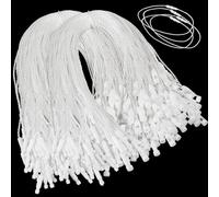 Gulfmew 400 Pcs Polyester String for Hang Tags Disposable Price Polyester String with Snap Lock for Attaching Labels and Security Tags Fastener Hook Ties for Products Clothes Brand Tag Price (White)
