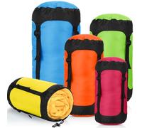 Gulfmew 5 Pcs 5L/10L/15L/20L/35L Camping Sleeping Bag Compression Sacks for Backpacking Water Resistant Sleeping Bag Stuff Sack Space Saving Storage Sack for Hiking Gear (Bright Colors)