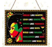 Gulfmew Black History Month Decorations African American National Holiday Wall Art 11.81 x 9.84 Inch Wood Sign African American Wall Decor for Afro February Festival Celebration Party Decorations