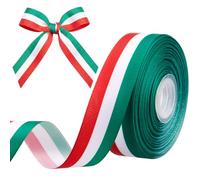 Gulfmew Tricolour Ribbon Green Red White Italian Flag Ribbon for Gift Packaging, DIY Projects, Decoration, Medals, CDM, Super Cup (Italy, 2.5 cm x 22.8 m, Grosgrain)