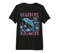 Gulfport Beach MS Dolphin Colorful Beach Souvenir Premium T-Shirt