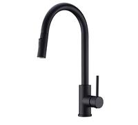 GULICA Black Kitchen Tap, Single Handle, 2 Water Mode 360 Degree Swivel Pre-Rinse Pull Out Kitchen Sink Tap