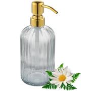 GULICA Glass Soap Dispenser with Brushed Gold Pump Head for Kitchen and Bathroom, Heavy-Duty 15oz, High Purity - 1 Pack