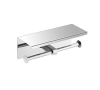 GULICA Toilet Roll Holder, Double Toilet Paper Holder with Phone Shelf, 8K Mirror Shiny SUS304 Stainless Steel Paper Holder Rack, Wall Mounted Double Roll Toilet Roll Holder