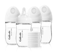 Gulicola Natural Glass Baby Bottle 5oz, 4pcs-White