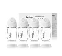 Gulicola Natural Glass Baby Bottle 5oz, 4pcs-White