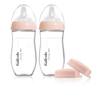 Gulicola Natural Glass Baby Bottle 8 oz, 2 Pack - Pink