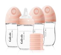 Gulicola Natural Glass Baby Bottles 5oz, 4pcs-Pink