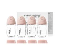 Gulicola Natural Glass Baby Bottles 5oz, 4pcs-Pink