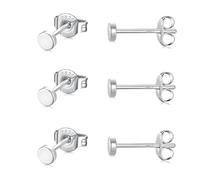 GULICX 3 Pairs 3mm Silver Stud Earrings for Women Men Girls, Hypoallergenic 925 Stering Silver Tiny Flat Dot Stud Earrings Set, Unisex Small Round Disc Sleeper Cartilage Tragus Studs Earrings