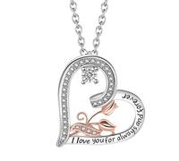 GULICX Gifts for Her,S925 Sterling Silver Heart Cubic Zirconia Pendant Necklace Rose Flower Necklace Jewellery Gifts for Women Wife Girlfriend Mum Birthday Christmas Mothers Day Valentines Day Gift