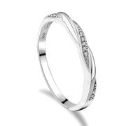 GULICX Skinny 925 Sterling Silver Ring Cubic Zirconia CZ Wedding Promise Eternity Ring Sizes J 1/2, K, L 1/2, N 1/2, O, P, P 1/2, Q, R 1/2, S, T 1/2, U, V, W