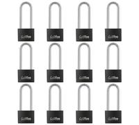 Guliffen Aluminum Pad Lock, 12 Pack Long Shackle Padlocks with Same Key, Gym Locker Lock of Metal for Outdoor Fence,Sheds, Storage Unit, Gate, Toolbox,Trailer,Garages
