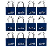 Guliffen Aluminum Padlocks, 12 Pack Blue Keyed Alike, Keyed Padlocks, Securey Style, PVC Casing, Indoor and Outdoor Use