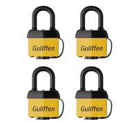Guliffen Weatherproof Laminated Padlock with Key,4 Pack Outdoor Pad Locks with Same Key for Gate, Shed, Trailer, Storage, Chain