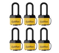Guliffen Weatherproof Laminated Steel Locks with Keys,6 Pack Padlocks with Same Key for Outdoor Use