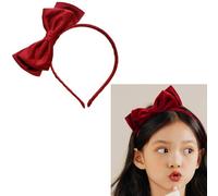 Gulili Velvet Red Bow Headband for Girls Bowknot Headbands Bow Head Bands Christmas Party Costumes Cosplay Headbands for Women Girls Red Bows Hair Band Hairbands Bowknot Headpiece