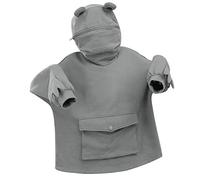 GuliriFe Women's Cute Frog Hoodie, Loose, Pullover Hoodie with Zip and Large Front Pocket, gray, L