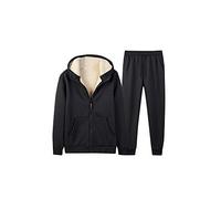 GuliriFei Men's 2 Piece Tracksuits Wool Padded Hoodie Trousers Sportswear Solid Color Long Sleeve Hooded Sport suit