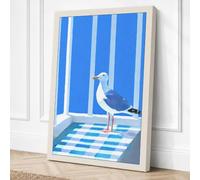 Gull on Checkered Ground Canvas Wall Art Print 18x12 Inch