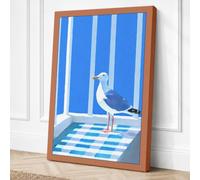 Gull on Checkered Ground Canvas Wall Art Print 24x16 Inch