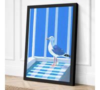 Gull on Checkered Ground Canvas Wall Art Print 36x24 Inch