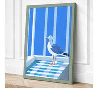 Gull on Checkered Ground Canvas Wall Art Print 36x24 Inch