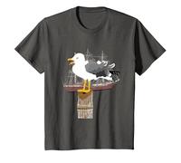 Gull, Seagull, Sailing Ship, Boat, Seafaring, T-Shirt, Youth, Asphalt Grey, Large