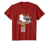 Gull, Seagull, Sailing Ship, Boat, Seafaring, T-Shirt, Youth, Cranberry Red, Small